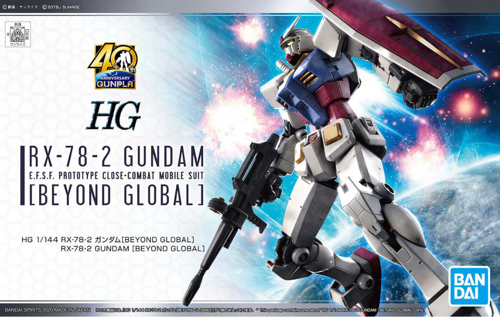 FOX -Bandai 1/144 HG RX-78-2 Gundam (Beyond Global) "Mobile Suit Gundam" Model Kit