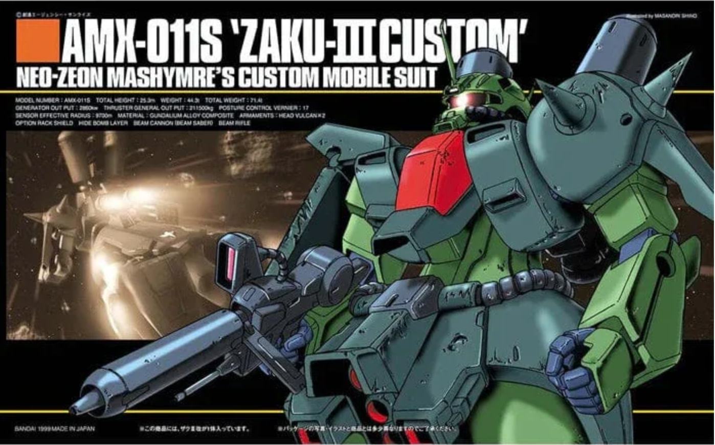 FOX -Bandai 1/144 HGUC #03 AMX-011S Zaku III Custom "ZZ Gundam" Model Kit
