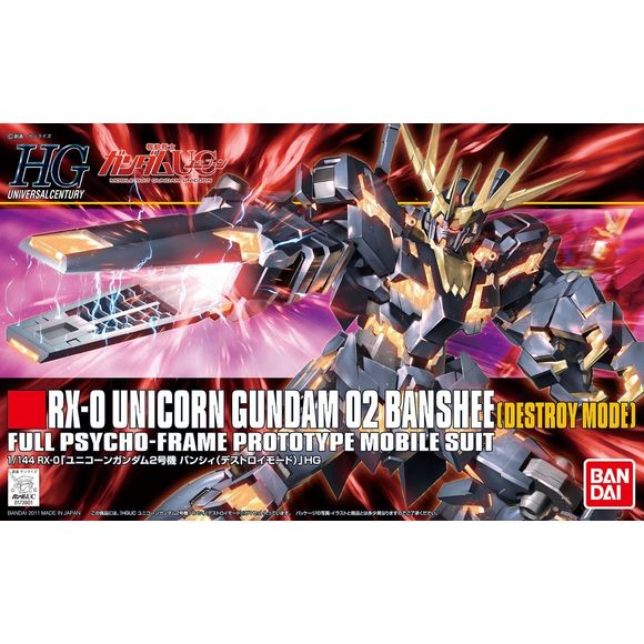FOX -Bandai  HGUC 1/144 #134 RX-0 Unicorn Gundam 02 Banshee Destroy Mode Model Kit