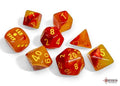 FOX -Chessex Gellow-Red/Yellow Luminary 7 Die Set with Bonus Die