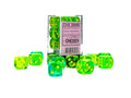 FOX -Chessex Gemini Translucent Green-Teal/Yellow 16MM D6 Dice Block