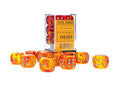 FOX -Chessex Gemini Translucent Red-Yellow/Gold 16MM D6 Dice Block