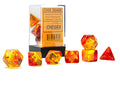 FOX -Chessex Gemini Translucent Red-Yellow/Gold 7 Die Set