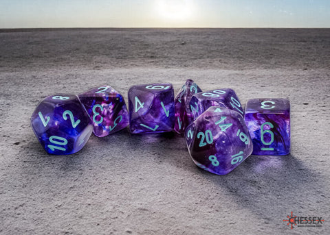 Chessex Mega-Hedral Nebula Nocturnal/Turquoise Luminary 7-Die Set
