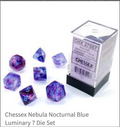 FOX -Chessex Nebula Nocturnal Blue Luminary 7 Die Set