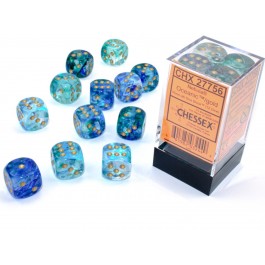 FOX -Chessex Dice: Nebula Oceanic Gold Luminary 16 MM Set