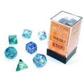 FOX -Chessex Nebula Oceanic Gold Luminary 7 Die Set