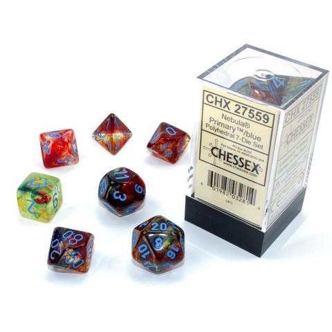 FOX -Chessex Nebula Primary Turquoise Luminary 7 Die Set