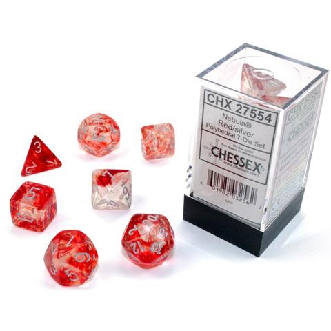 FOX -Chessex Nebula Red Silver Luminary 7 Die Set