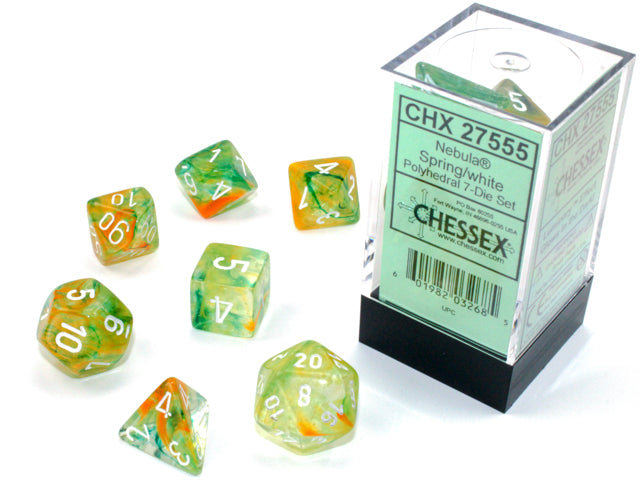 FOX -Chessex Nebula Spring White Luminary 7 Die Set
