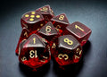 FOX -Chessex Translucent Crimson/Gold 7-Die Set with Bonus Die