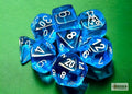 FOX -Chessex Translucent Tropical Blue/White 7-Die Set with Bonus Die
