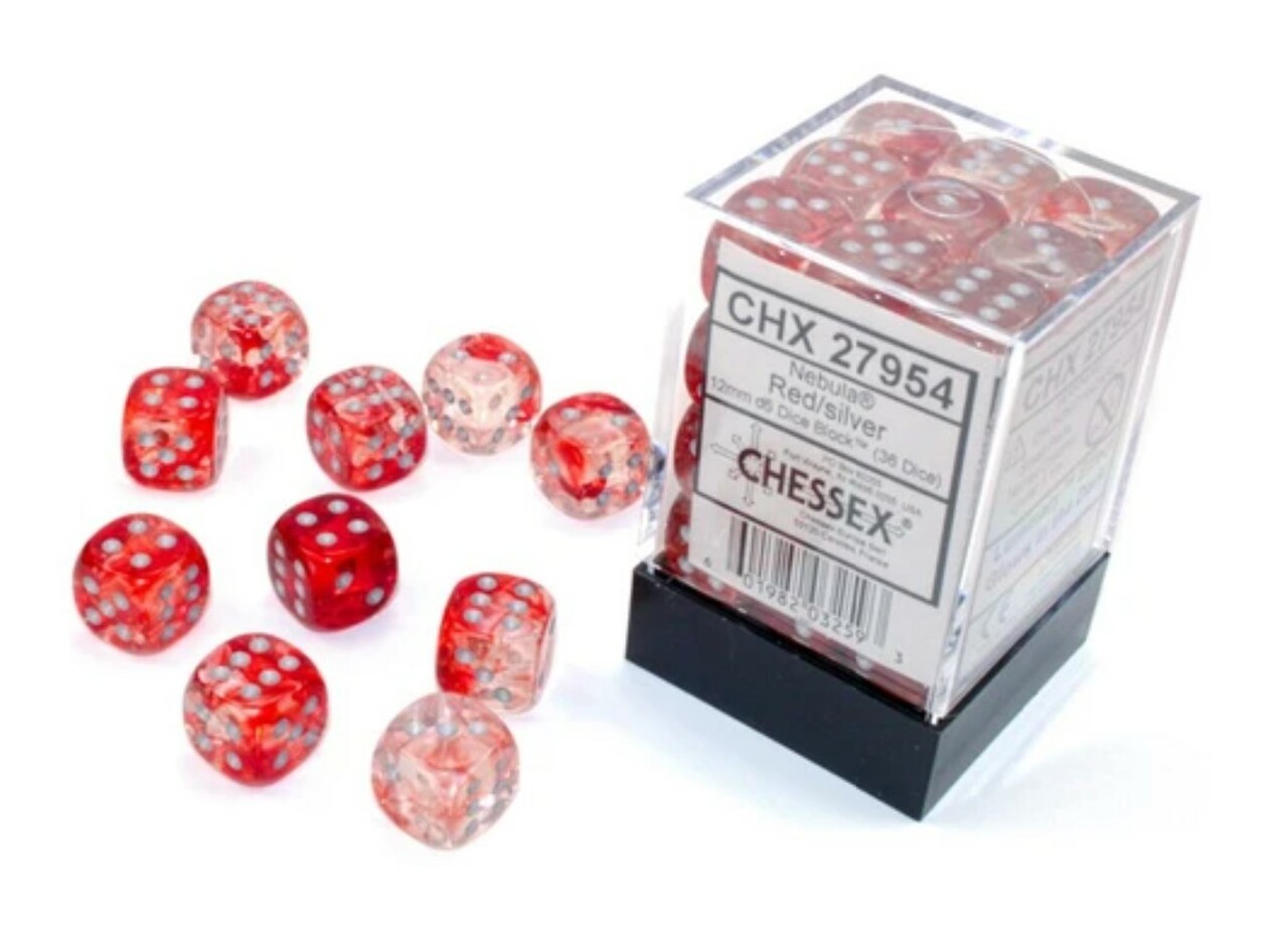 FOX -Chessex Nebula Red Silver Luminary 12 MM Set