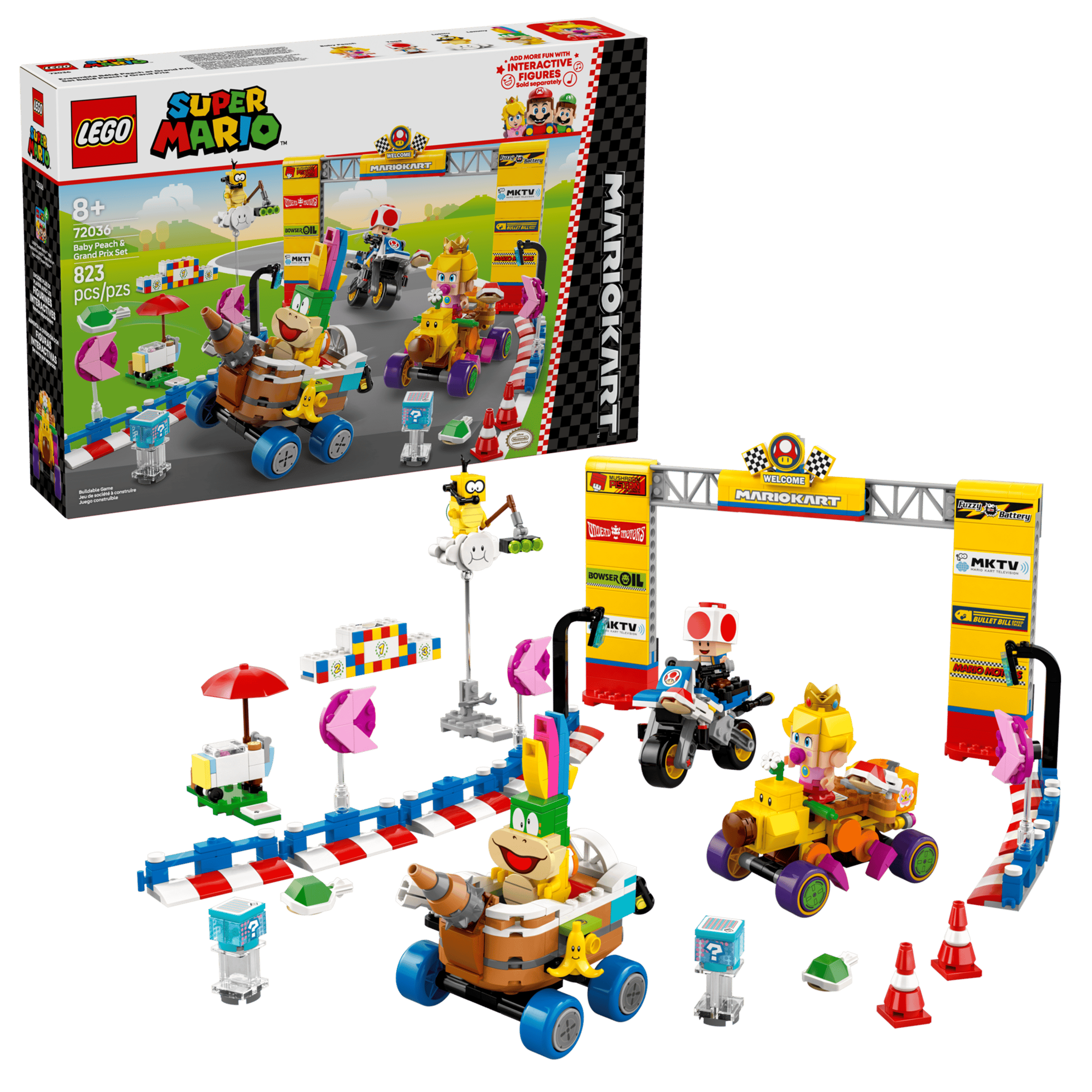 FOX -LEGO Super Mario Mario Kart Baby Peach and Grand Prix Set