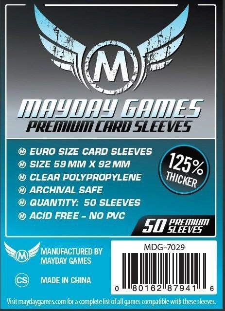 FOX -Mayday Games Premium Euro Card Sleeves 59mm x 92mm (50) MDG7029