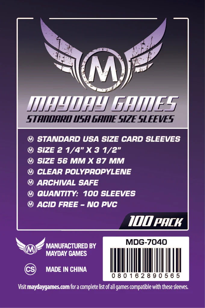FOX -Mayday Games Standard USA Card Sleeves 56mm x 87mm Purple (100) MDG7040