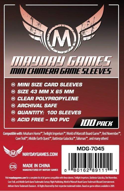 FOX -Mayday Games Mini Chimera Card Sleeves 43mm x 65mm Red (100) MDG7045