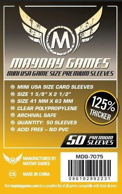 FOX -Mayday Games Premium Mini USA Card Sleeves 41mm x 63mm Dark Yellow (50) MDG7075