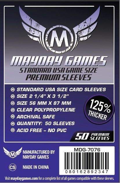 FOX -Mayday Games Premium Standard USA Card Sleeves 56mm x 87mm Purple (50) MDG7076