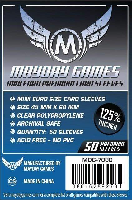 FOX -Mayday Games Premium Mini Euro Card Sleeves 45mm x 68mm Dark Blue (50) MDG7080